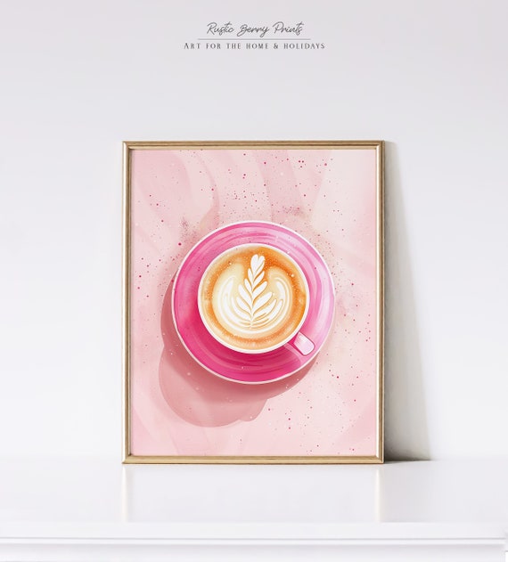 Cafe Latte Art Print Wall Art Poster Preppy Trendy Kitchen Wall Art Coffee Decor