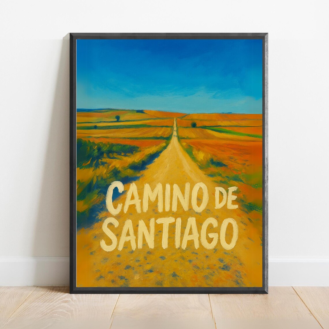 Camino De Santiago Golden Pilgrim Road Through Spanish Fields Poster