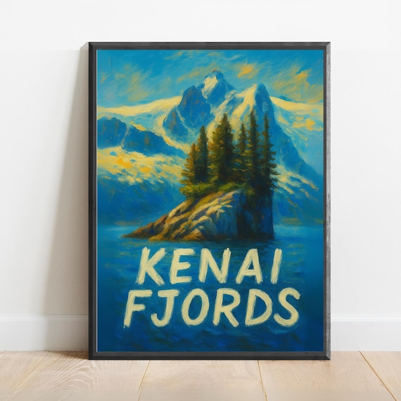 Kenai Fjords Snowy Alaska Mountain Seascape National Park Poster