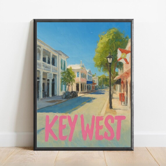 Key West Poster Impressionist Travel Art Print Modern Wall Decor Bold Textured Brushstrokes