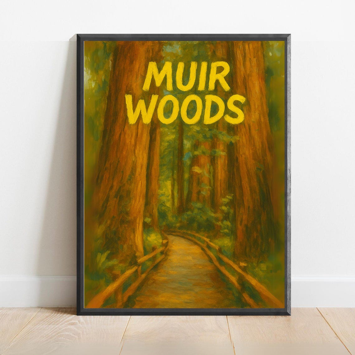 Muir Woods Vintage Travel Poster With Redwood Forest Boardwalk