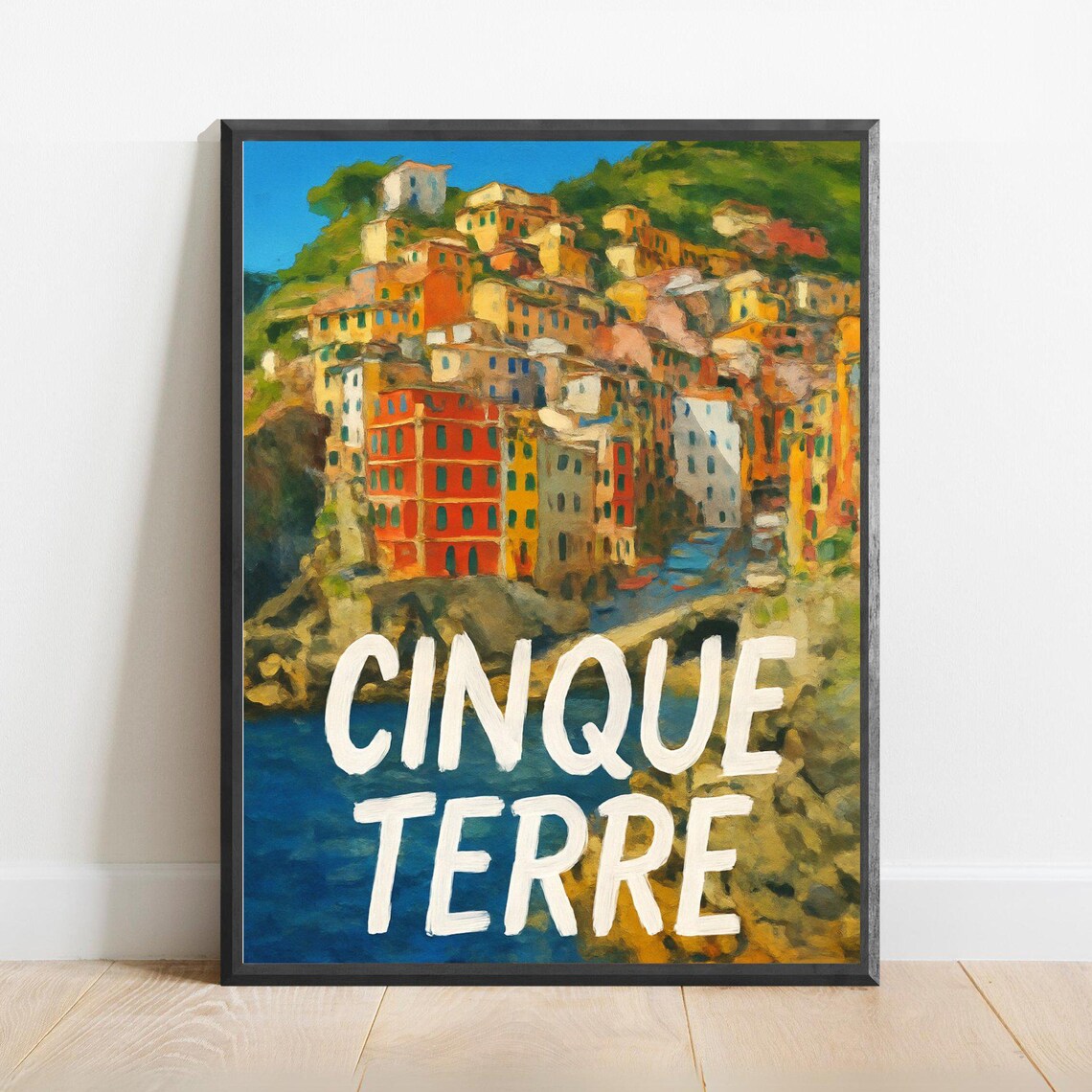 Cinque Terre Colorful Hillside Village Sunset View Travel Poster