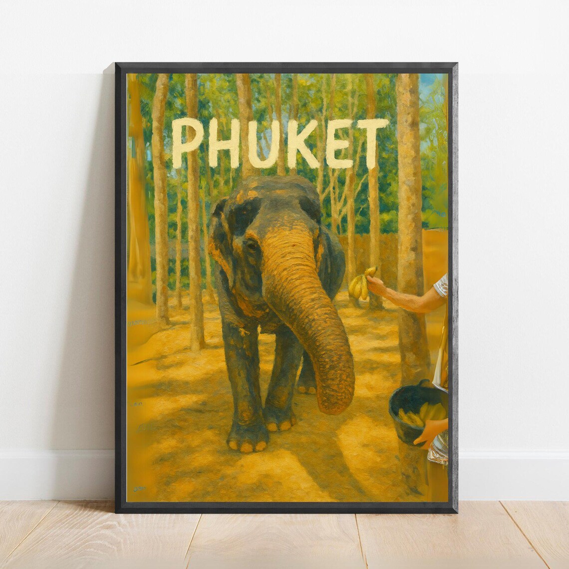 Phuket Poster Thailand Elephant Sanctuary Wall Art Southeast Asia Jungle Decor Print