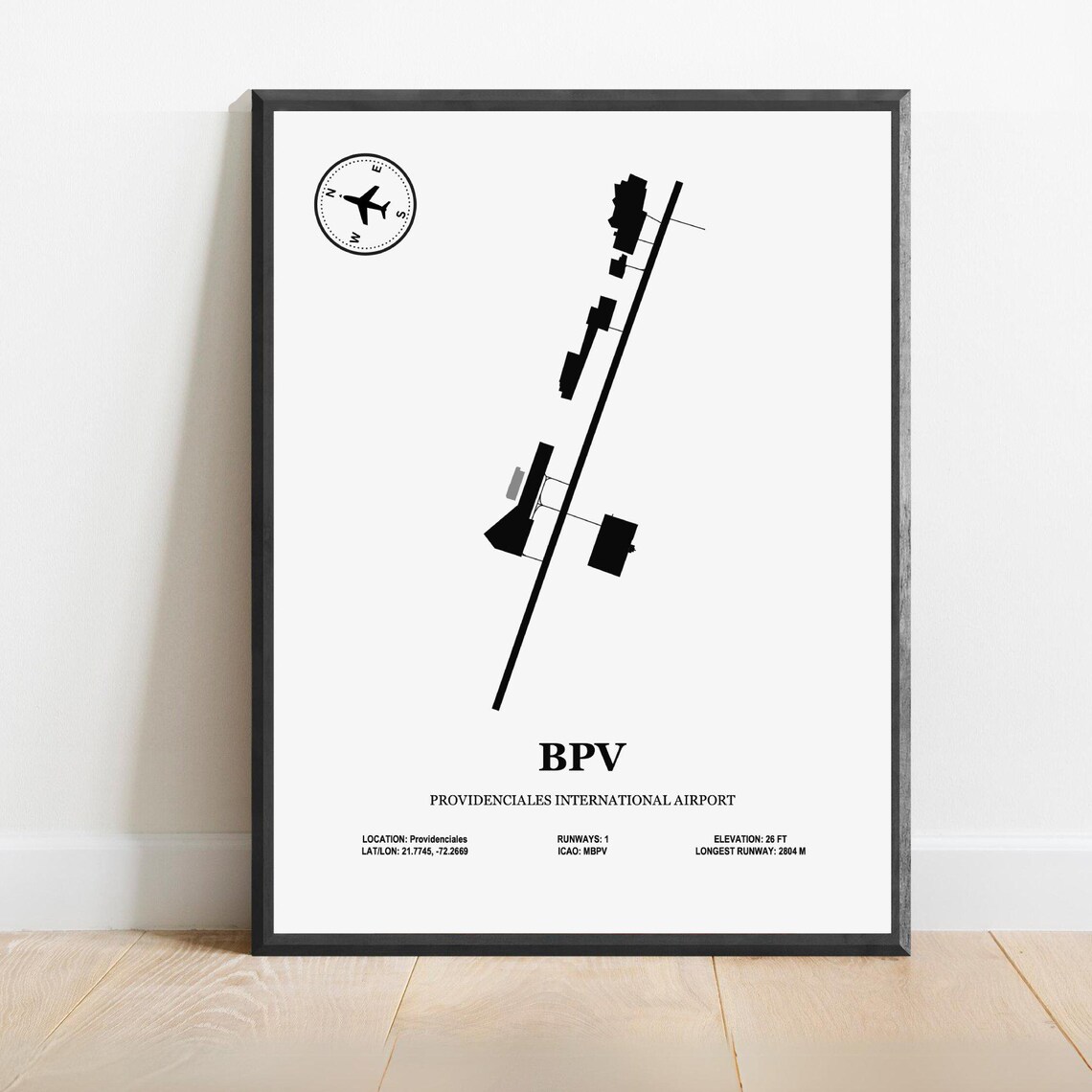 Providenciales International Airport Design Map Poster
