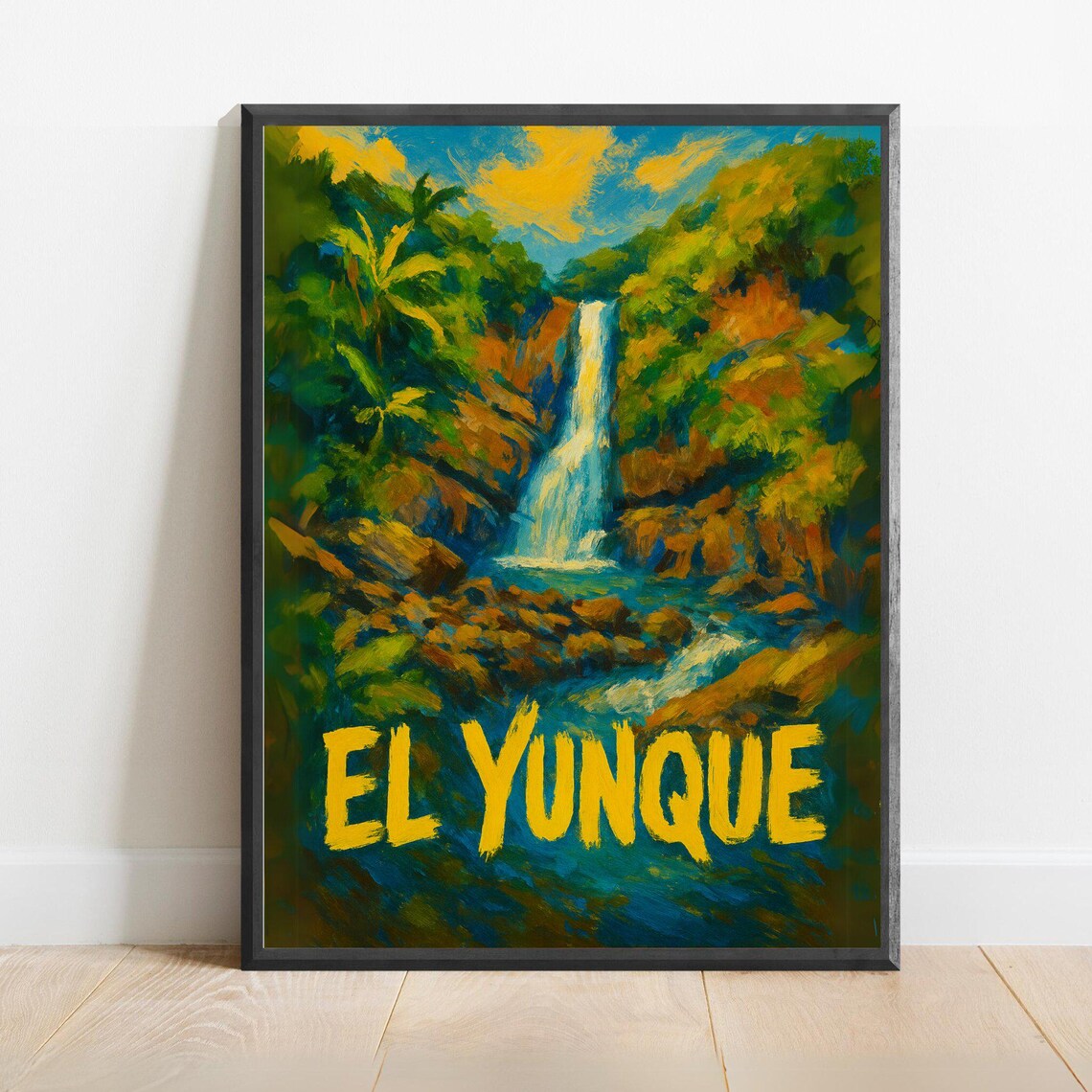 El Yunque Puerto Rico Rainforest Waterfall Tropical Travel Poster