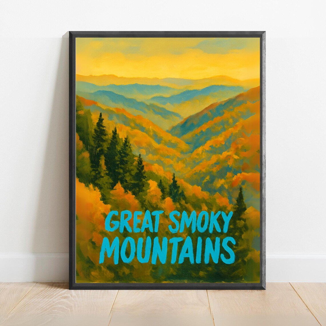 Great Smoky Mountains Golden Autumn Ridges National Park Poster