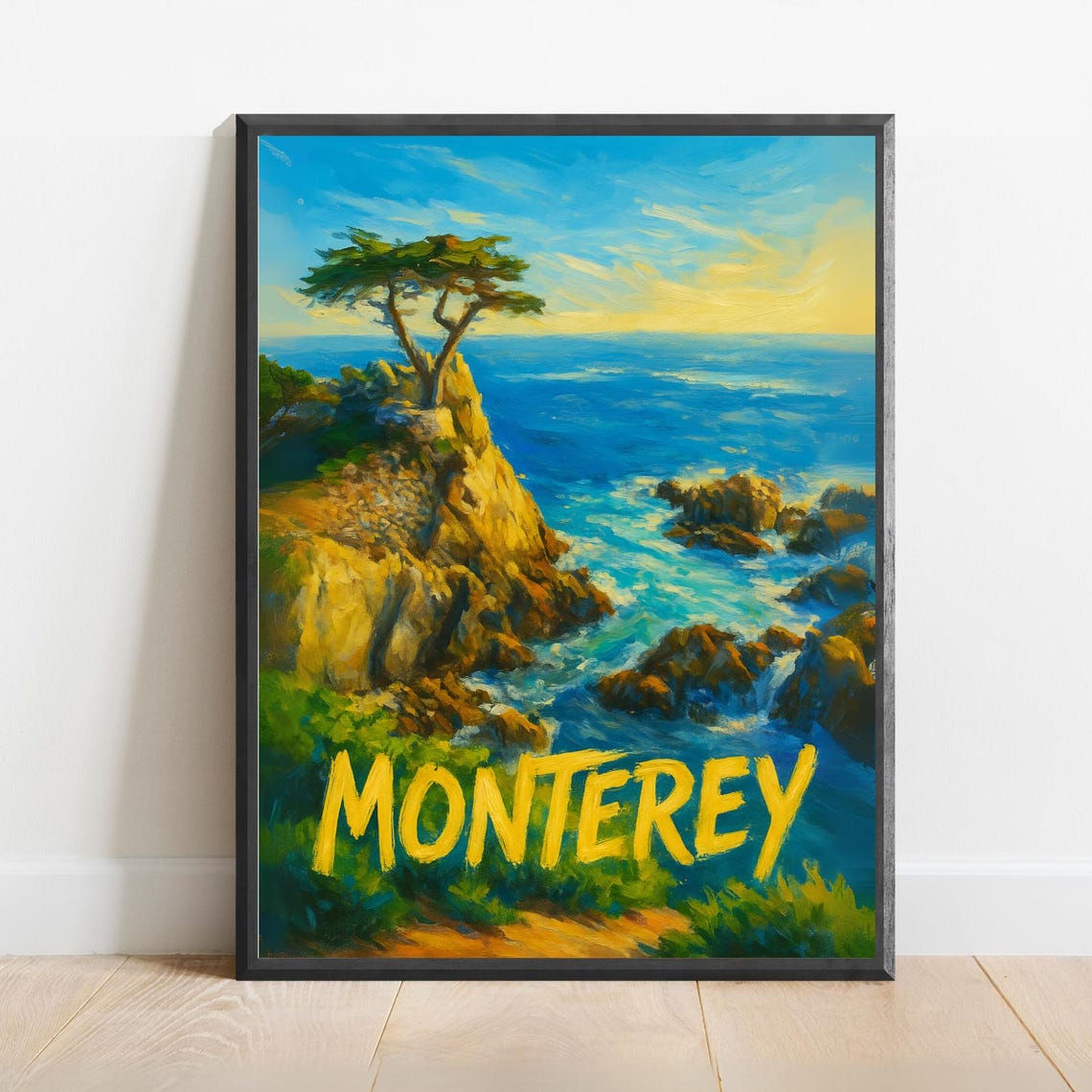 Monterey Lone Cypress Coastal Cliffs California Travel Poster