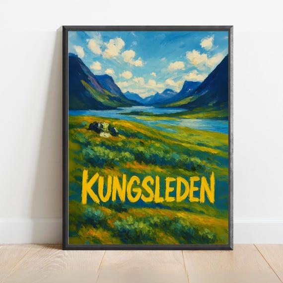 Kungsleden Poster Swedish Lapland Wall Art Print Arctic Trail Landscape Painting Scandinavian Nature Decor For Hikers Travelers