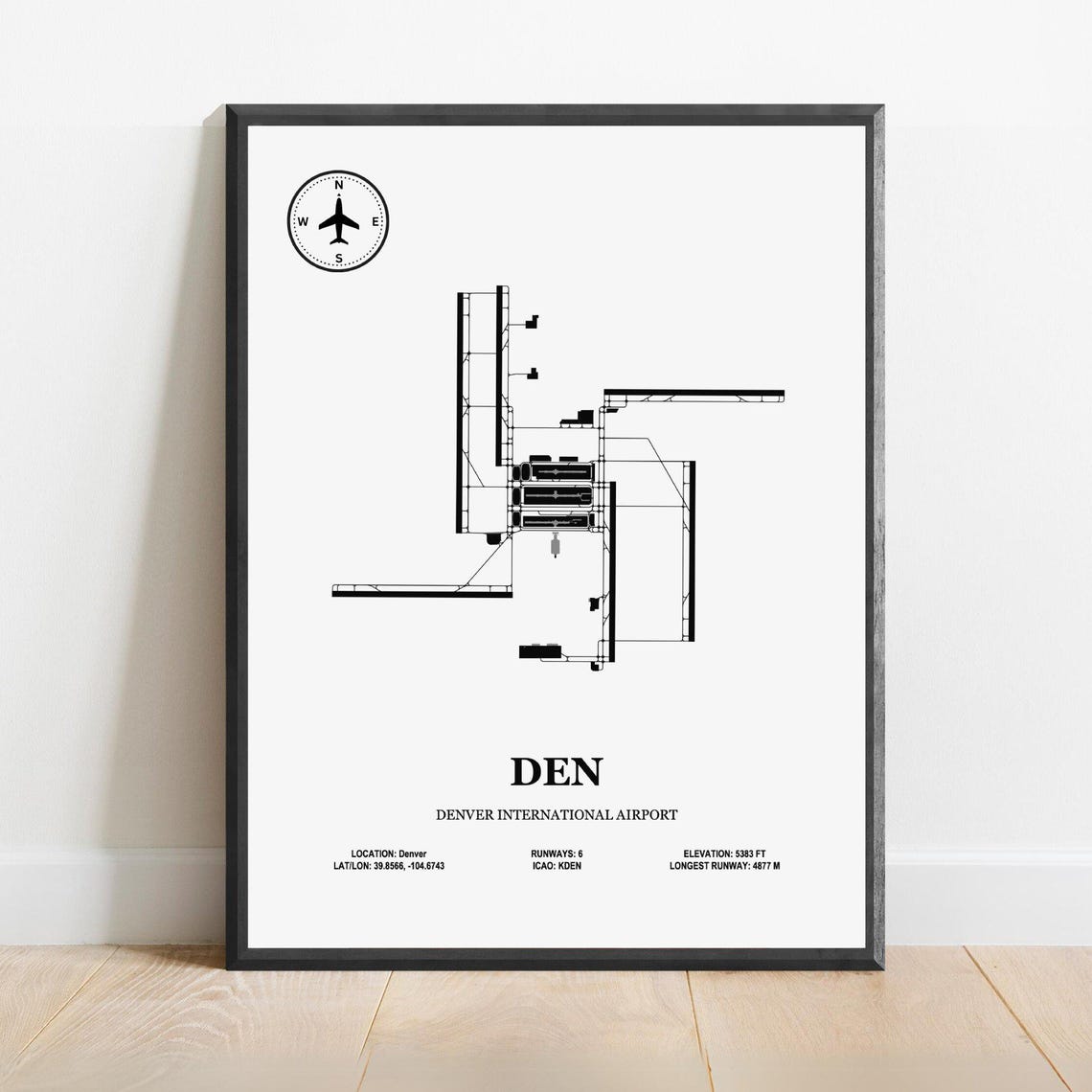 Den Denver International Airport Design Map Aviation Poster