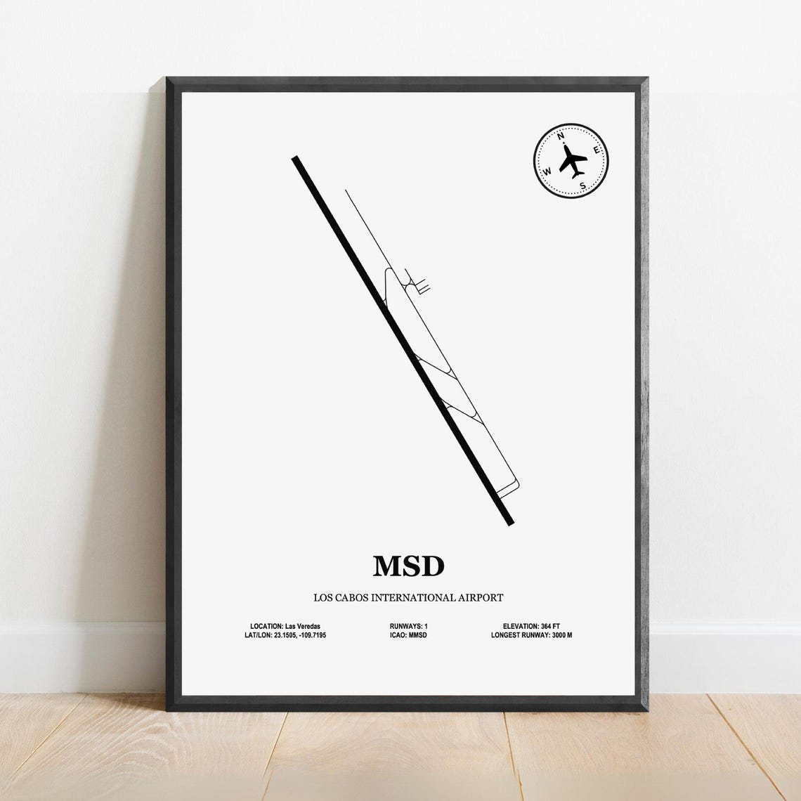 Msd Los Cabos International Airport Design Map Aviation Poster