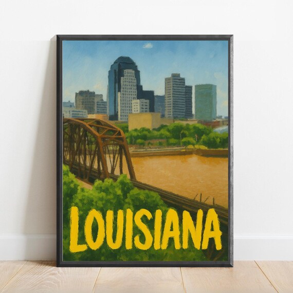 Louisiana Poster Impressionist Travel Art Print Modern Wall Decor Bold Textured Brushstrokes