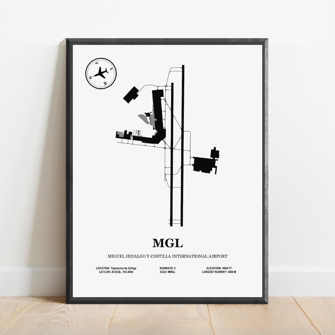 Mgl Miguel Hidalgo Y Costilla International Airport Map, Aviation