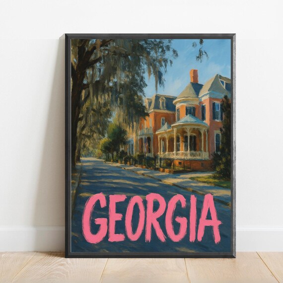 Georgia Poster Impressionist Travel Art Print Modern Wall Decor Bold Textured Brushstrokes