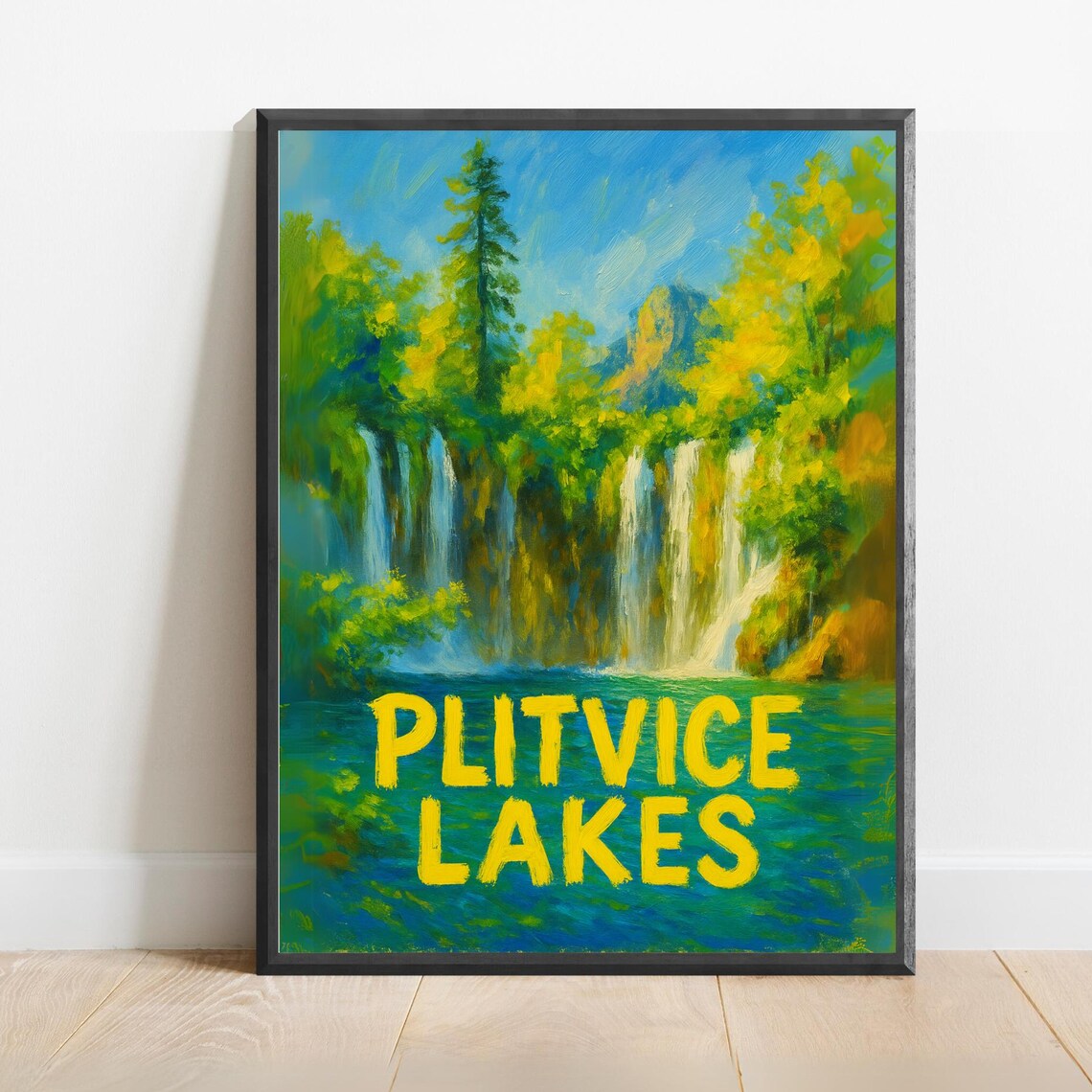 Plitvice Lakes Croatia Waterfalls In The Lush Green Forest Poster