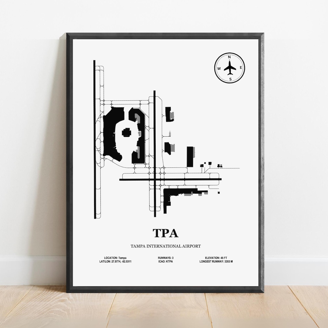 Tpa Tampa International Airport Design Map Poster