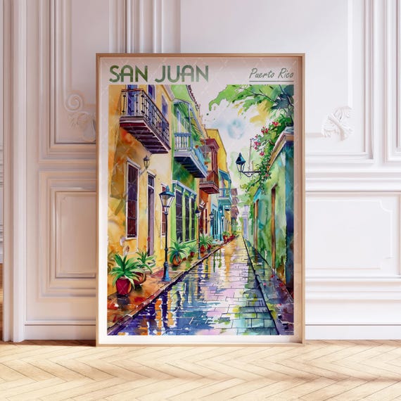 San Juan Watercolor World Cities Travel Poster