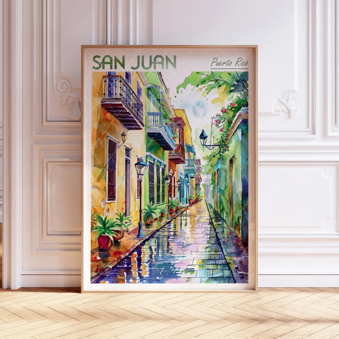 San Juan Watercolor World Cities Travel Poster