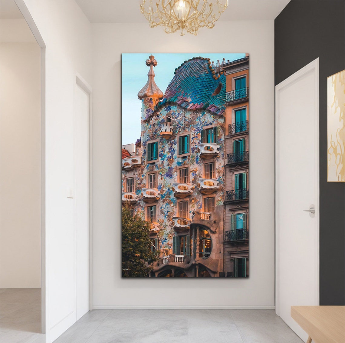 Casa Batllo Gaudi Mosaic Facade Barcelona Spain Travel Poster