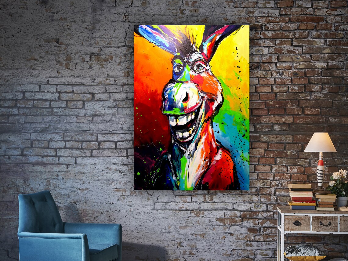 Funny Donkey Painting, Laughing Donkey Art Print - Image 3