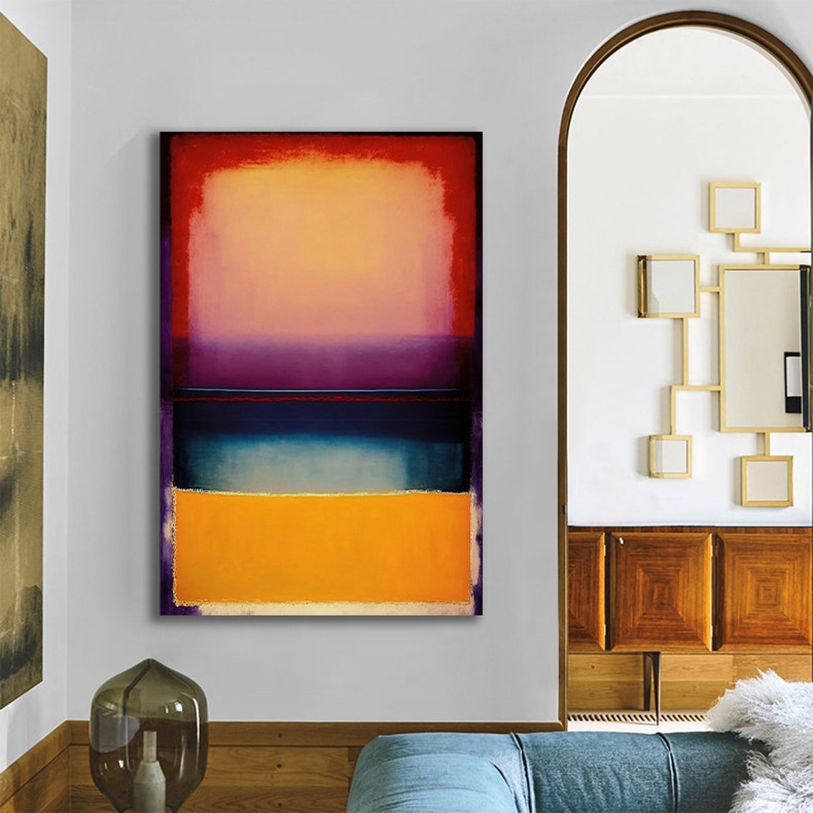 Rothko Style Color Field Red Purple Teal Orange Sunset Abstract Print