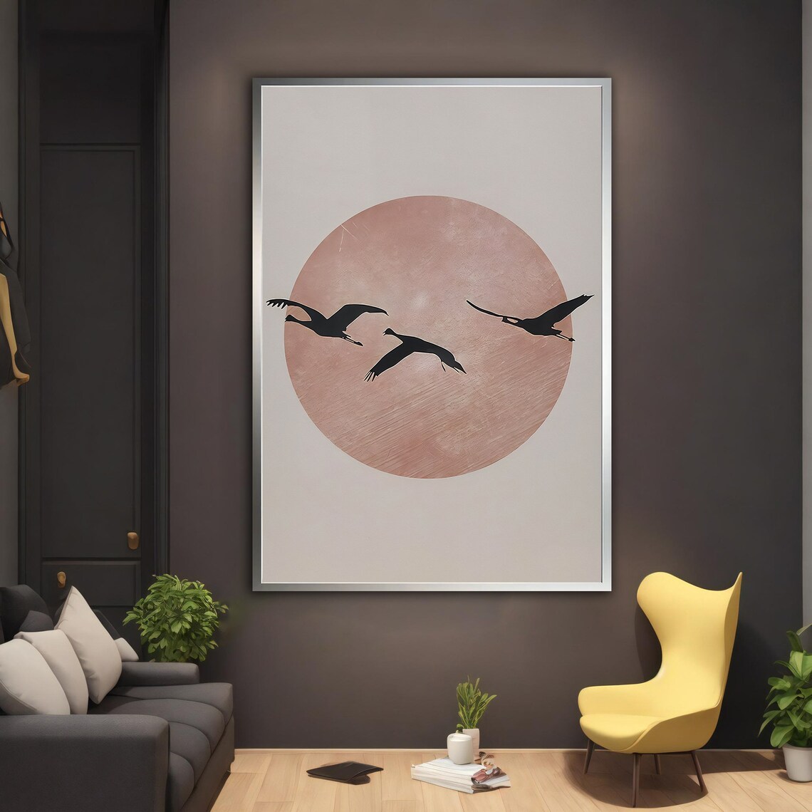 Modern Bird Painting, Abstract Flying Birds - Image 2