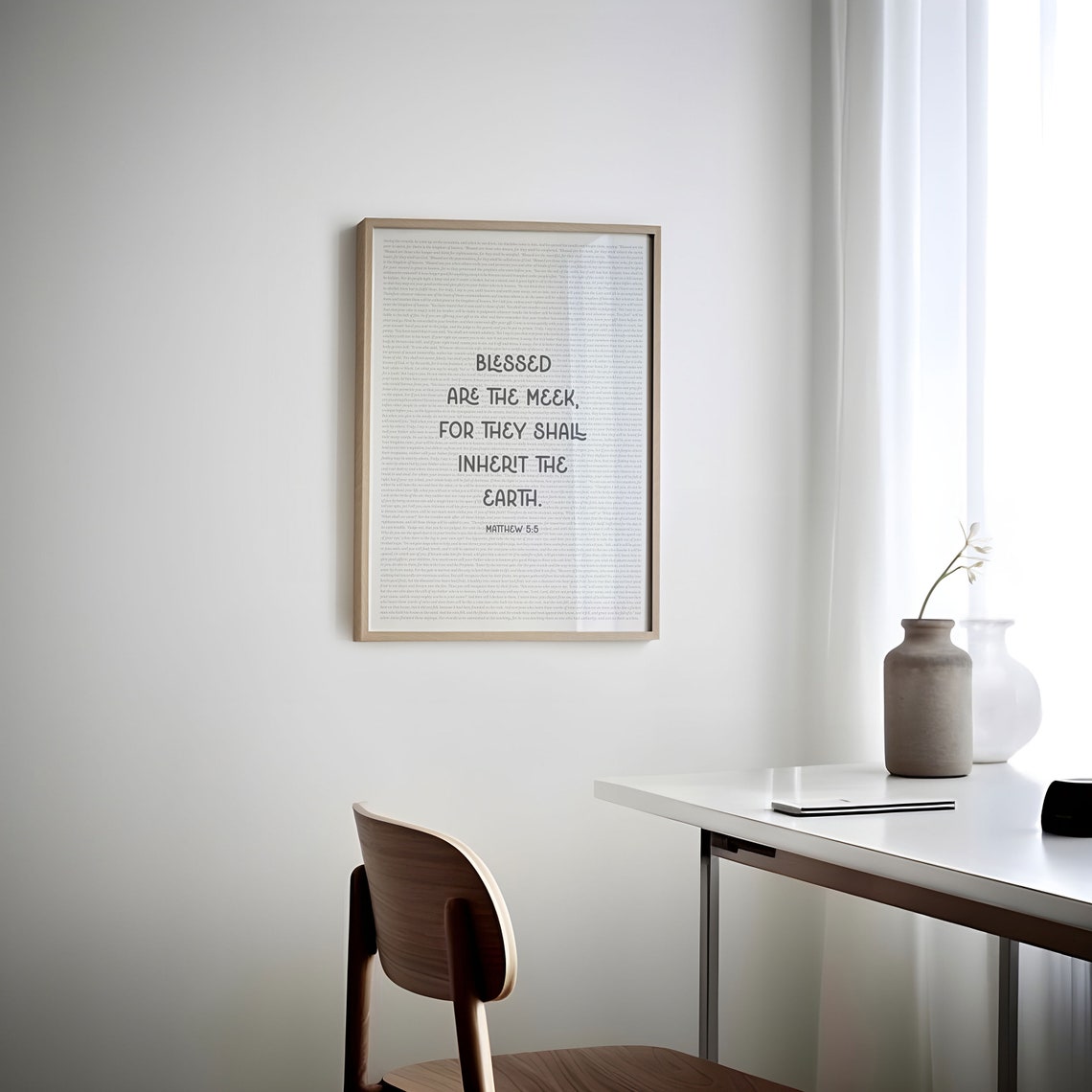 Matthew 5 5 Blessed Are The Meek Gentle Hand Lettered Bible Poster - Image 2