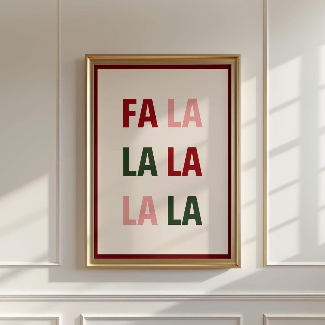 Fa La La La La La La Christmas Carol Typography Holiday Poster