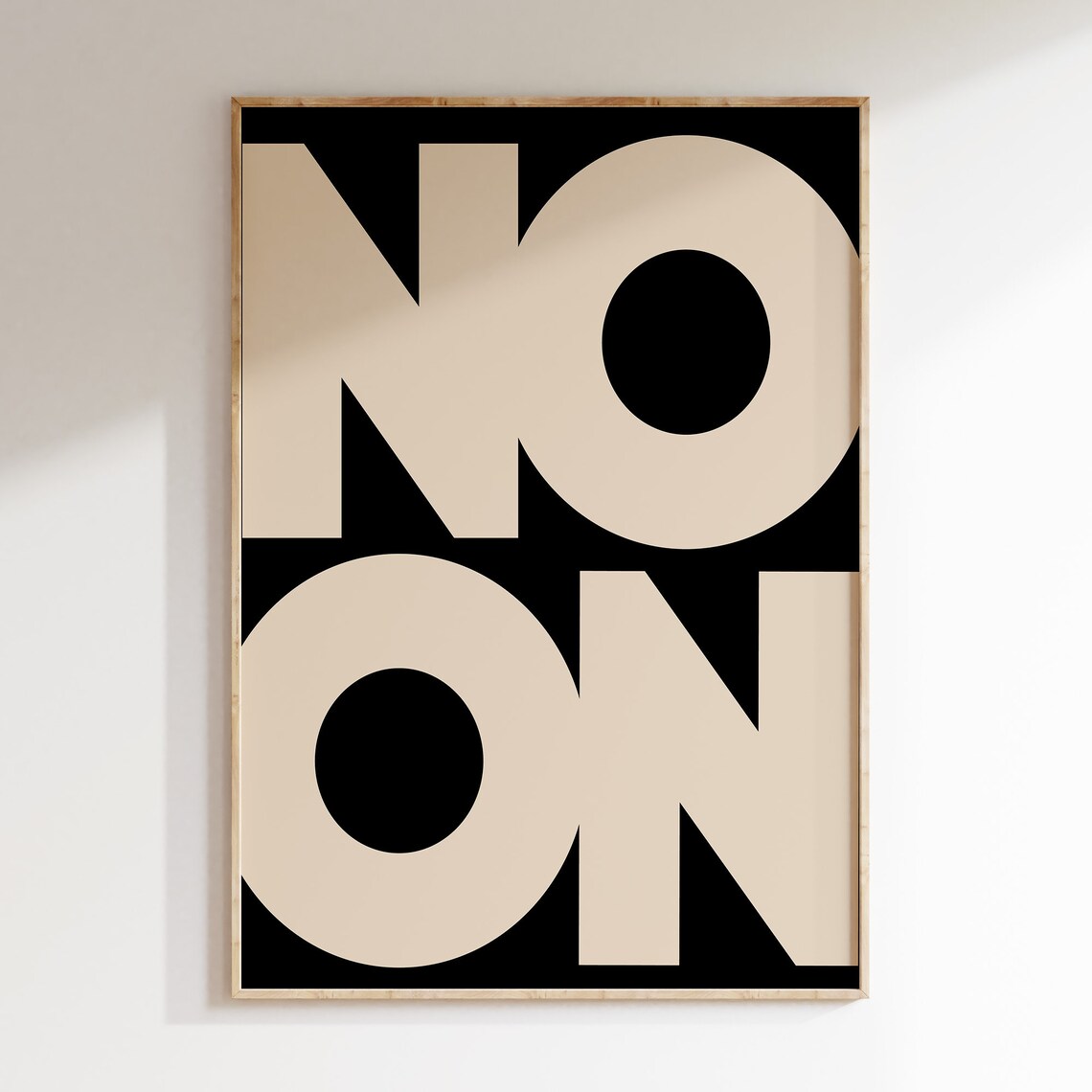 Noon Oversized Bold Typography Black Beige Minimalist Letter Art Poster