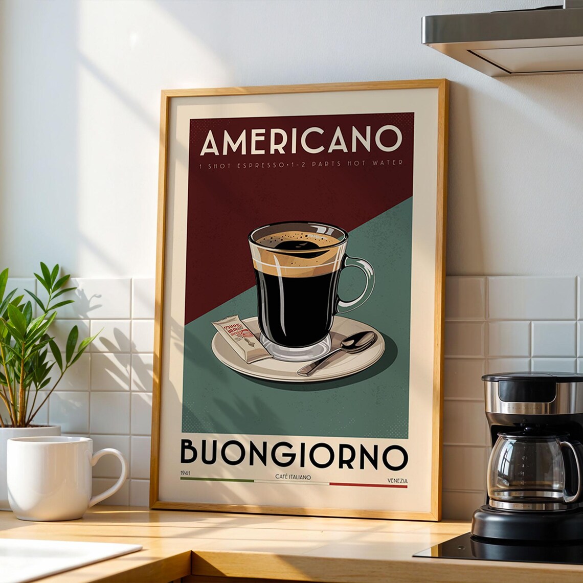 Vintage Americano Coffee Kitchen Bar Art Print
