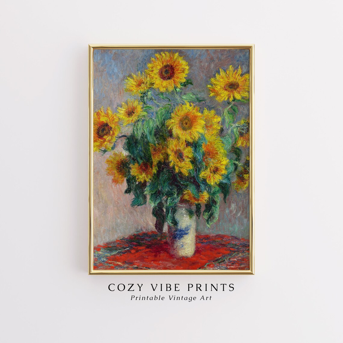 Sunflower Bouquet in Vase Vintage Still Life Yellow Flowers Poster - Image 2