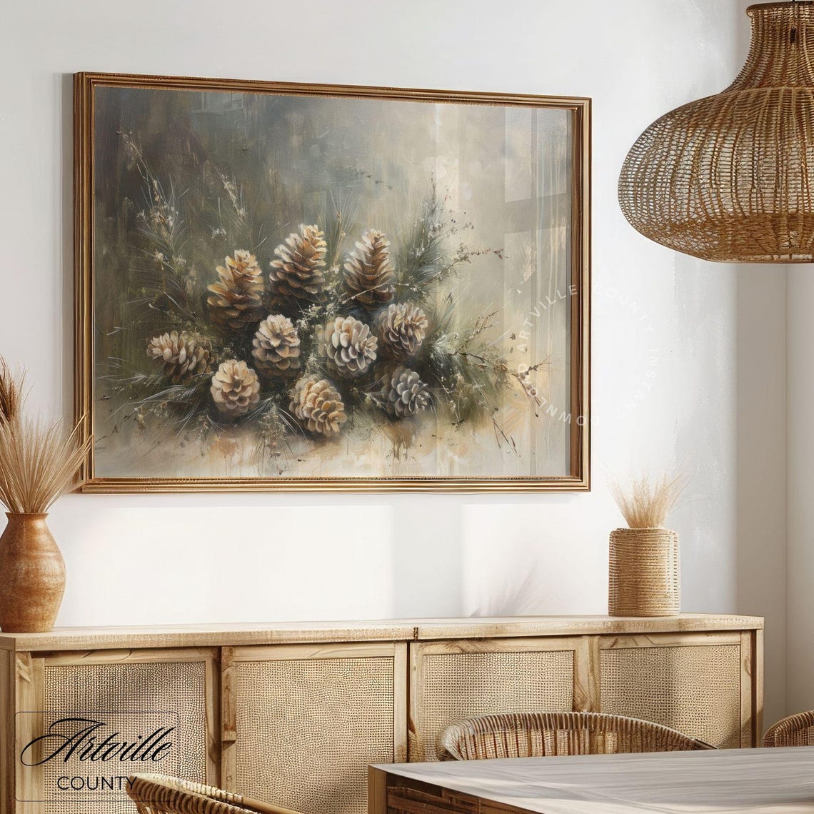 Rustic Pinecone Botanical Still Life Farmhouse Winter Art Poster - Image 4