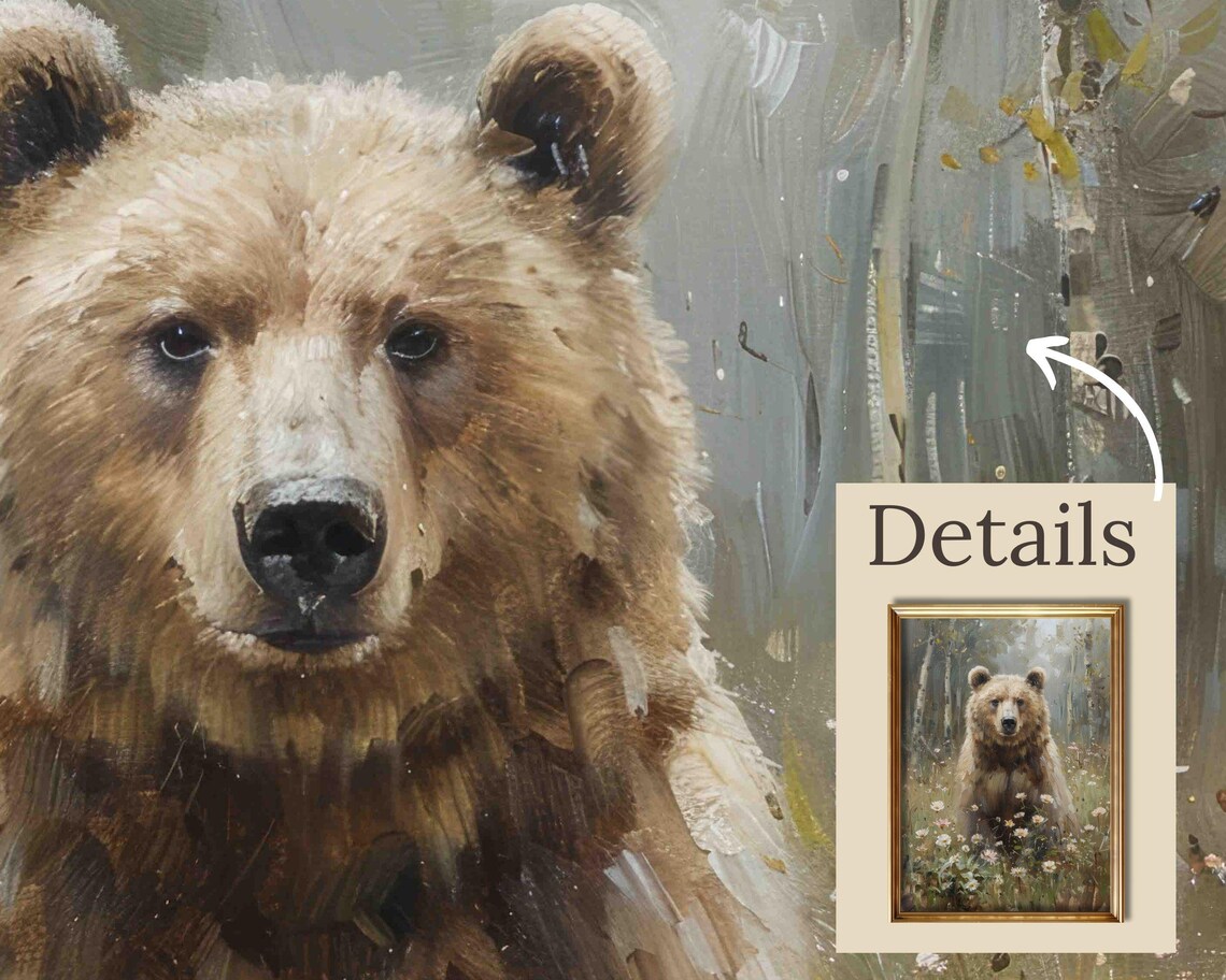 Bear Vintage Painting Woodland Animal Art Print - Image 2