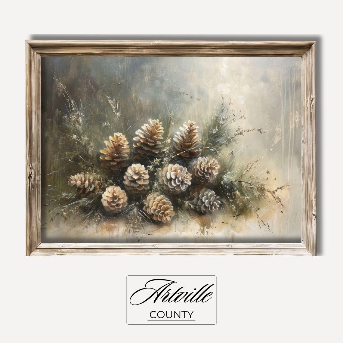 Rustic Pinecone Botanical Still Life Farmhouse Winter Art Poster