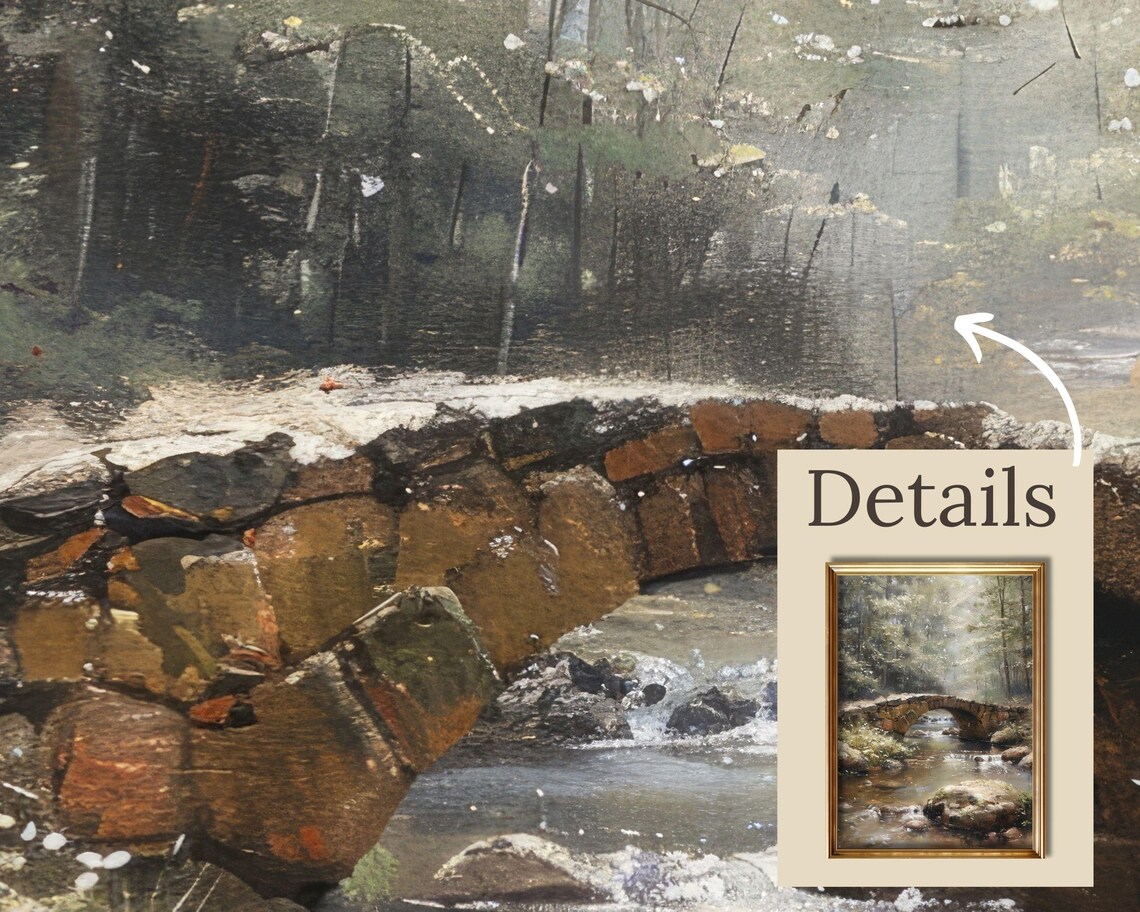 Forest Bridge Vintage Landscape Art Print - Image 4