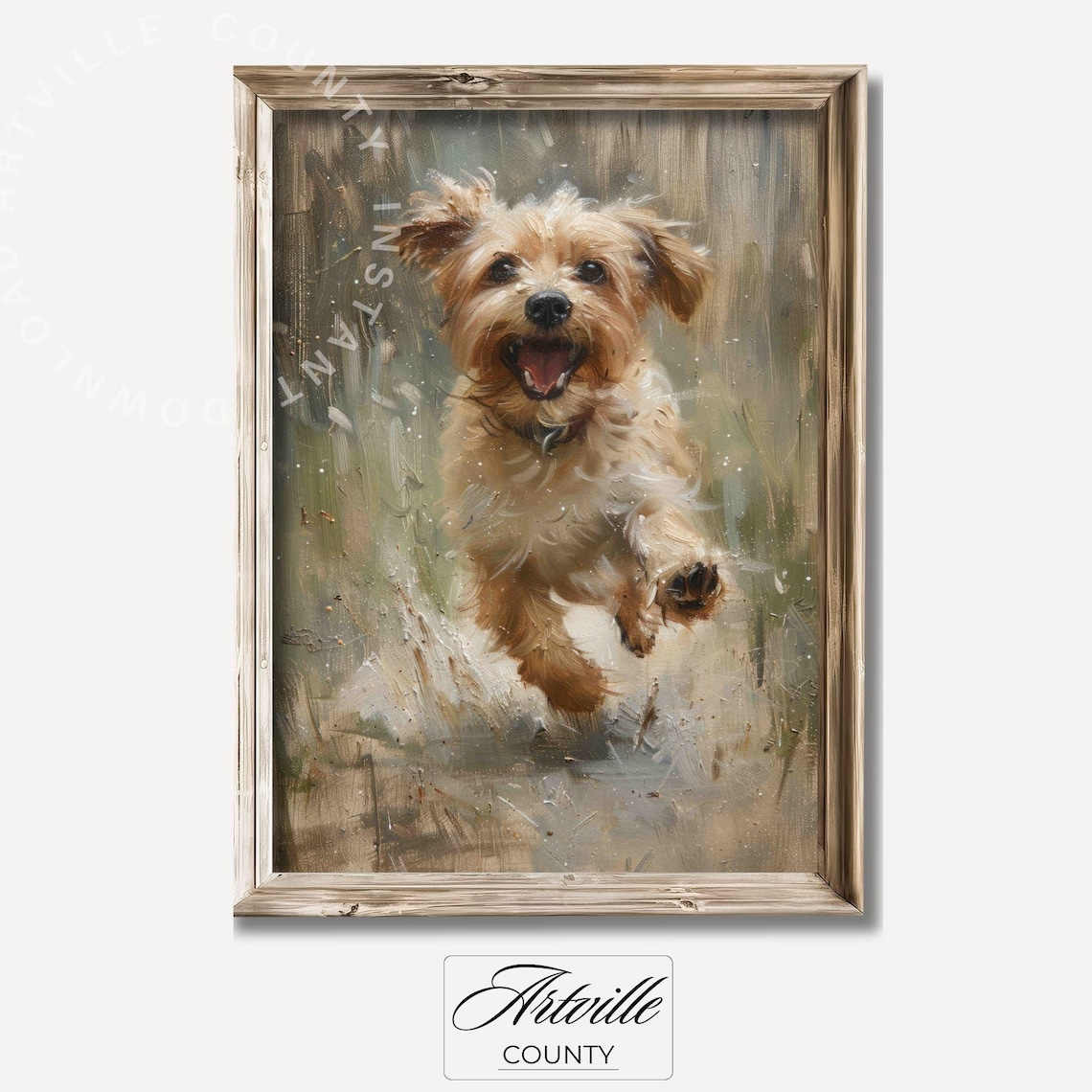 Cute Dog Print, Vintage Playful Pet Portrait