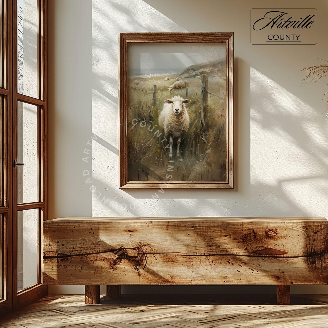 Sheep Grazing Vintage Farmhouse Art Print - Image 4
