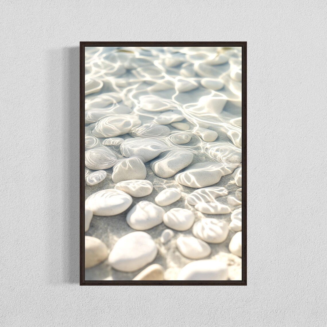 Coastal Stone Art Print, Serene Beach Decor