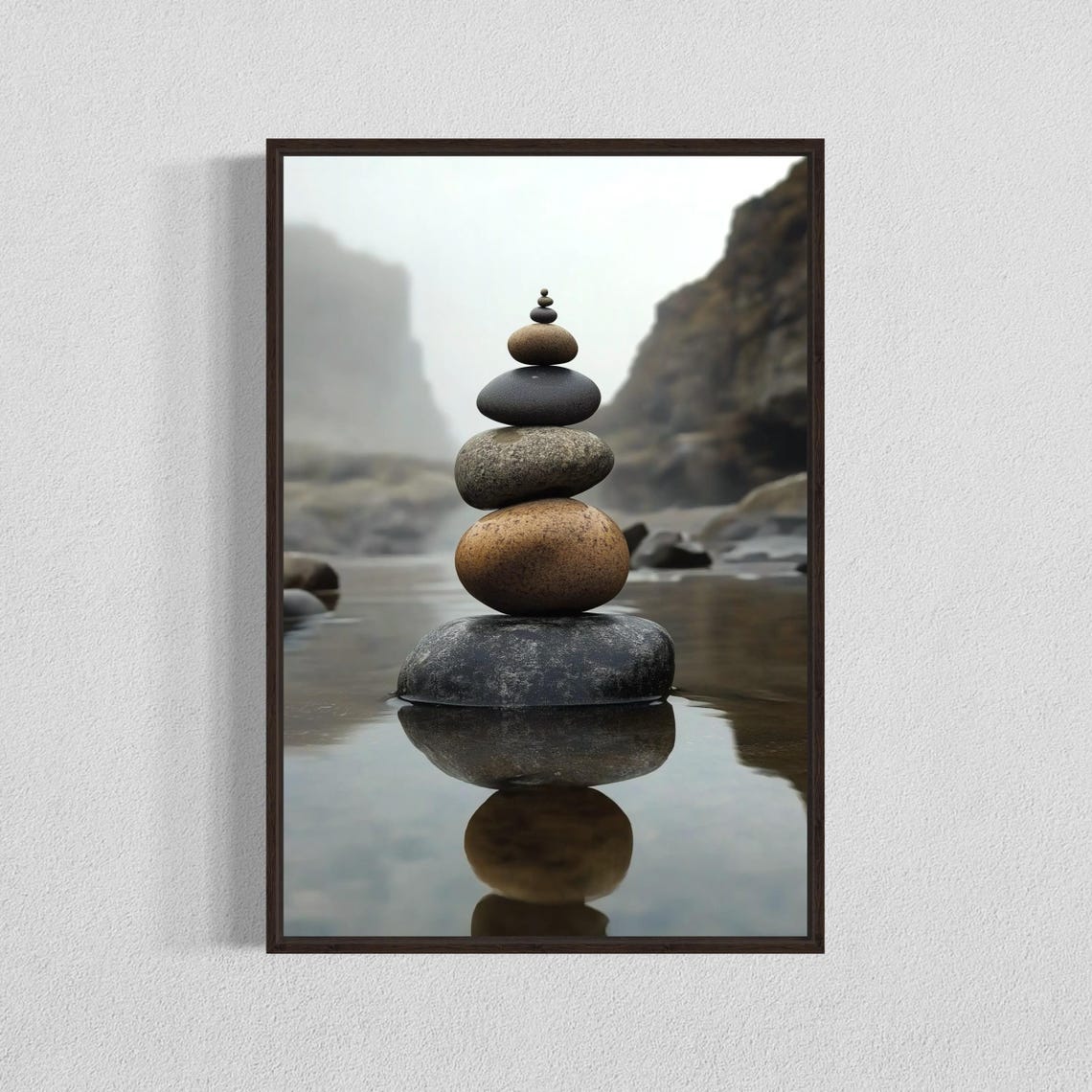 Zen Stone Stack Print Minimalist Beach Coastal Art