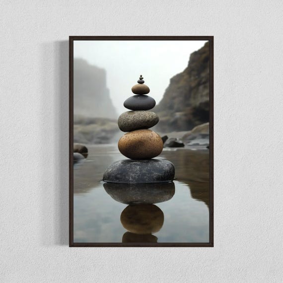 Zen Stone Stack Print Coastal Ocean Art