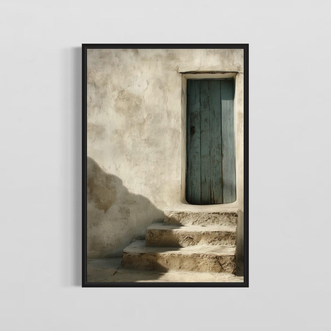 Rustic Blue Wooden Door Stone Steps Mediterranean Art Poster