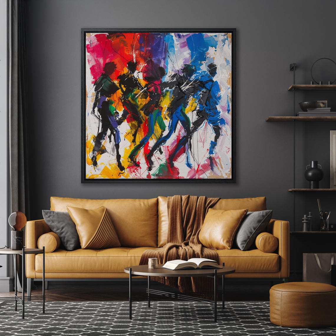 Abstract Dancing People In Vibrant Color Rhythm Painting Art Poster - Image 5