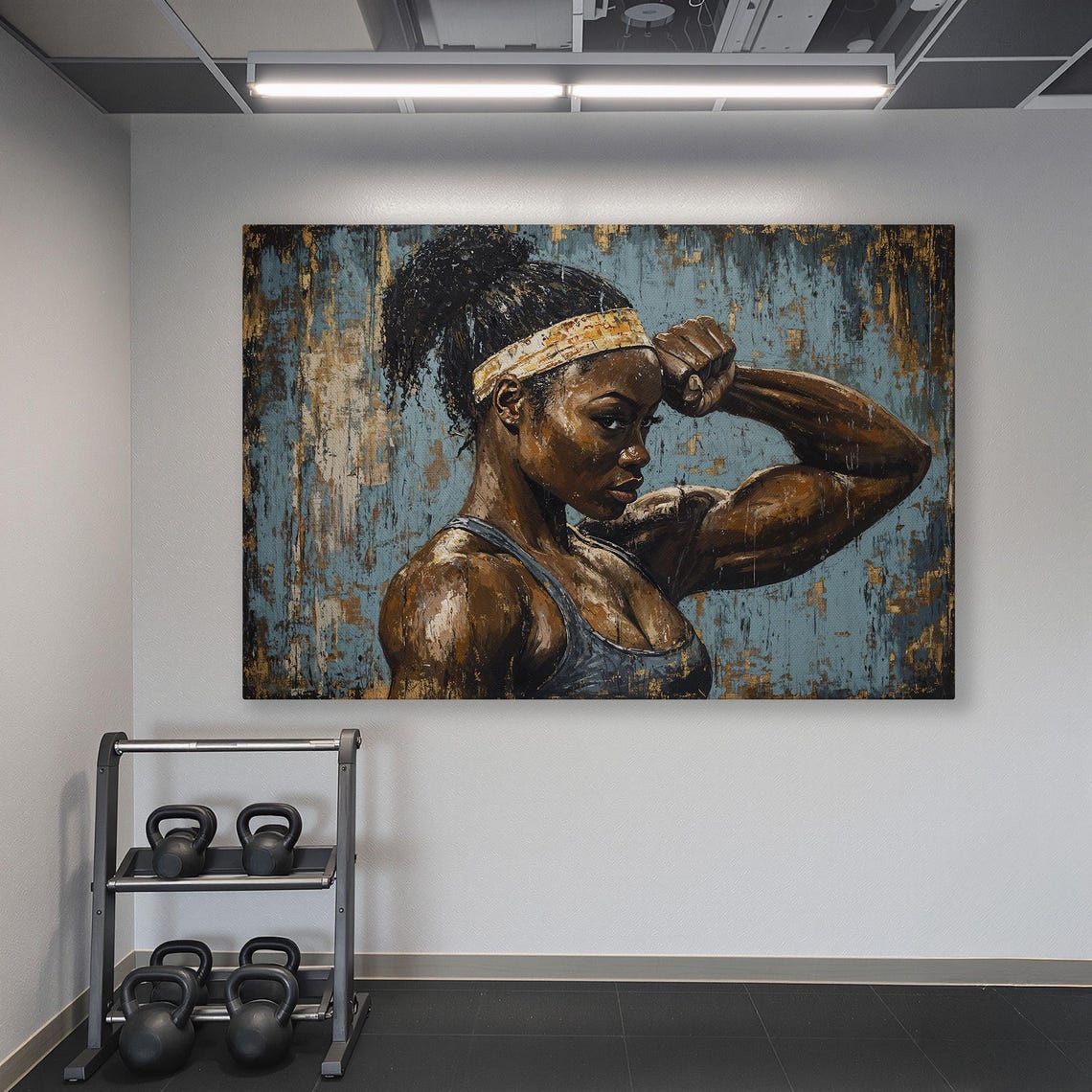 Muscular Female Athlete Framed Wall Art Fitness Woman Painting Print Motivational Decor Gym Poster Sports Artwork Ready To Hang - Image 6