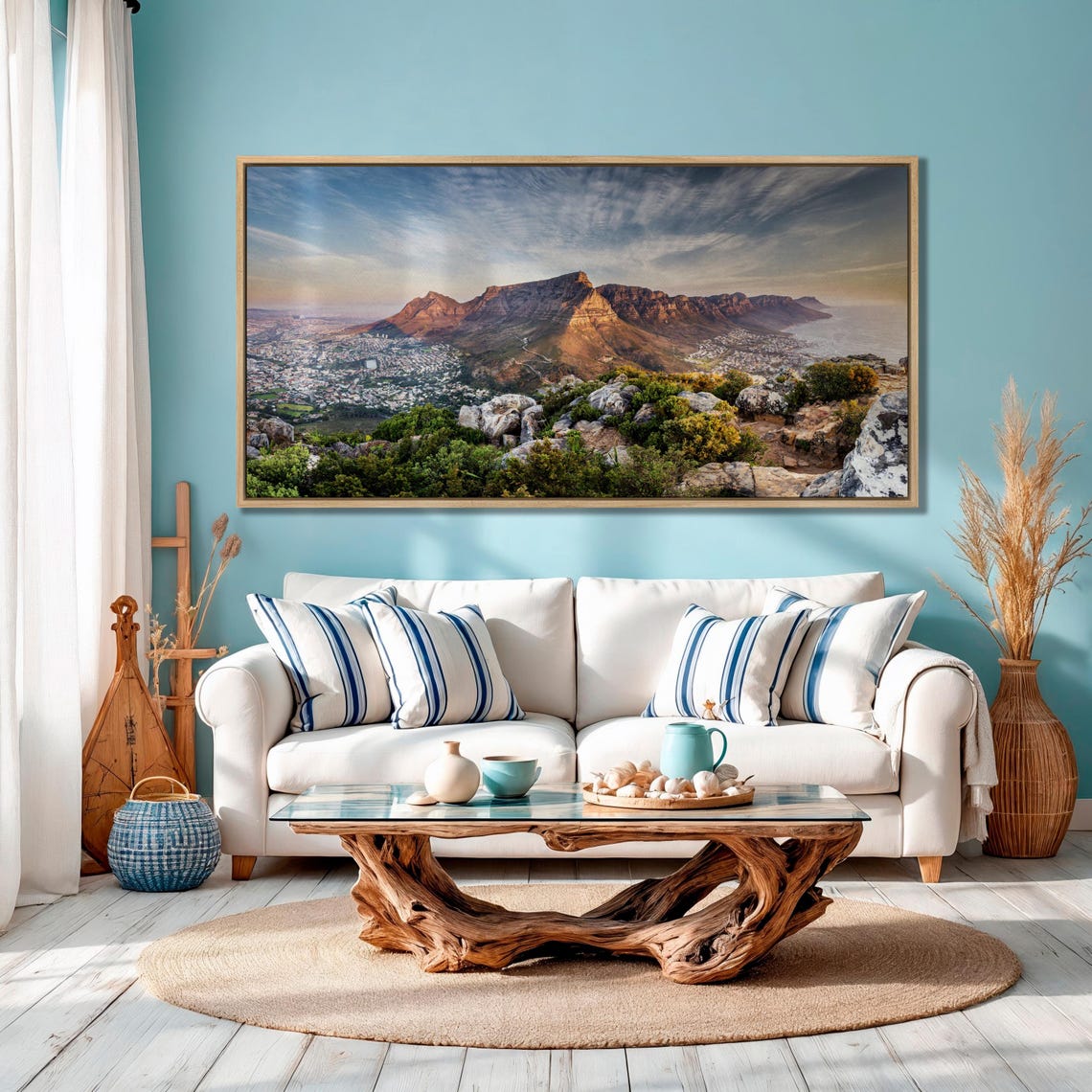 Table Mountain Cape Town South Africa Golden Light Panoramic Wall Art - Image 2