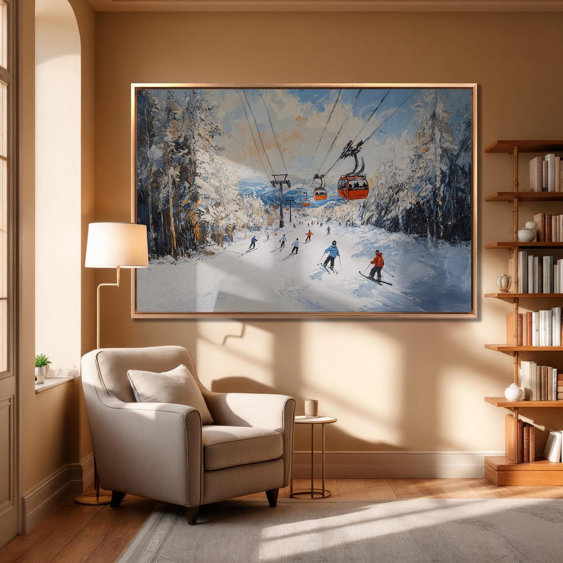 Panoramic Ski Slope with Orange Gondolas and Frosted Trees Poster - Image 6