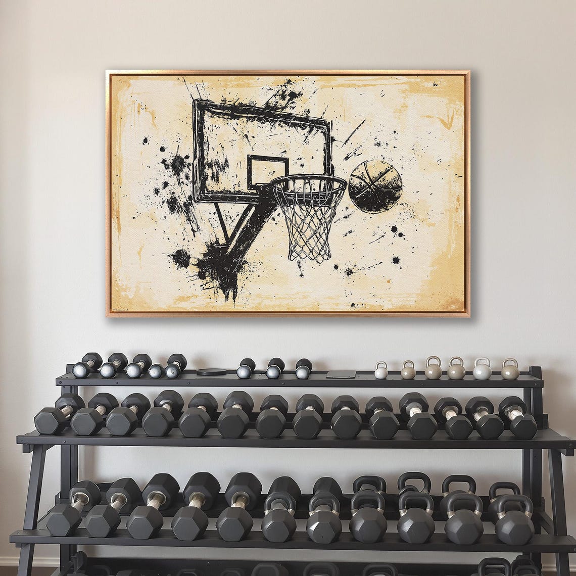 Basketball Abstract Framed Wall Art Basket Ball Painting Print Teen Room Decor Motivational Poster Sports Artwork Ready To Hang - Image 4