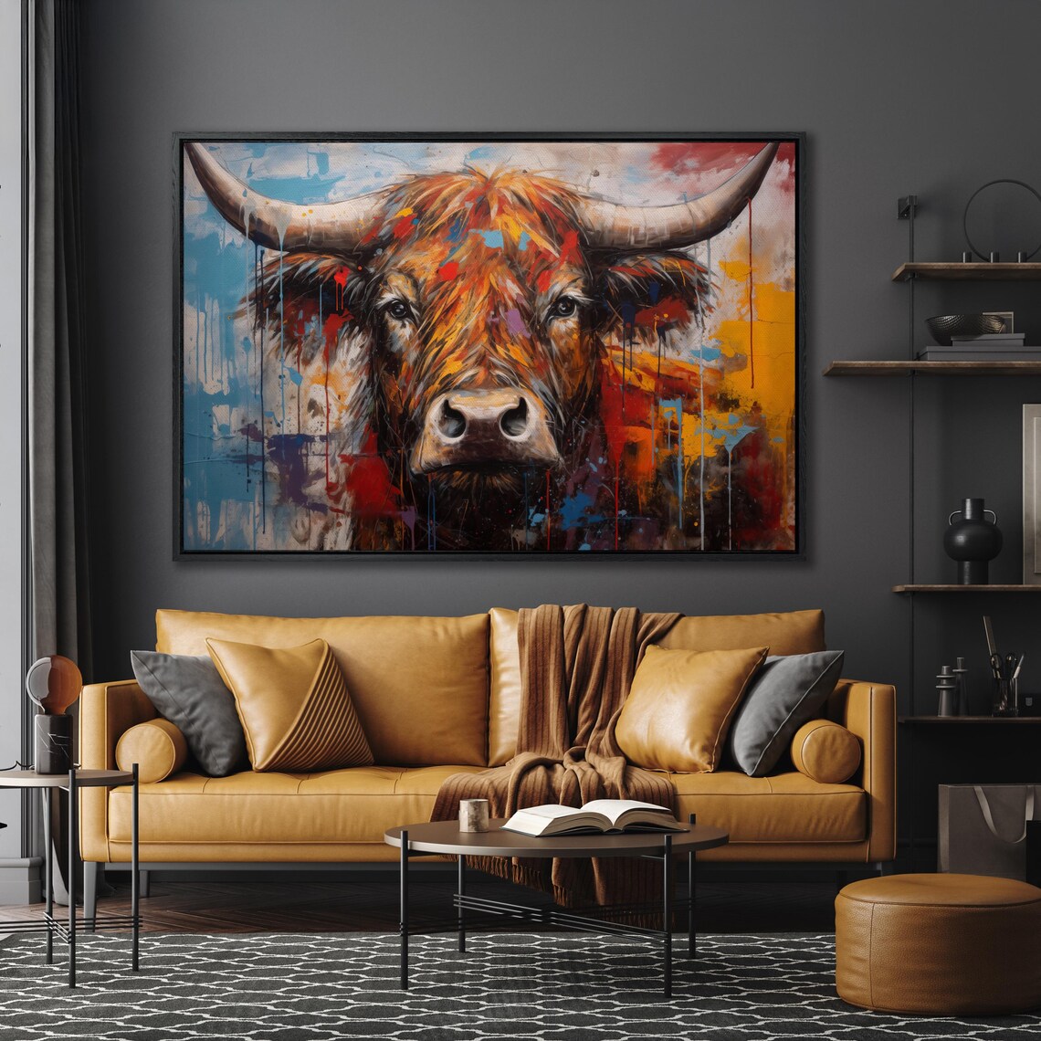 Abstract Cow Pop Art Oil Painting, Farmhouse Art Print - Image 4