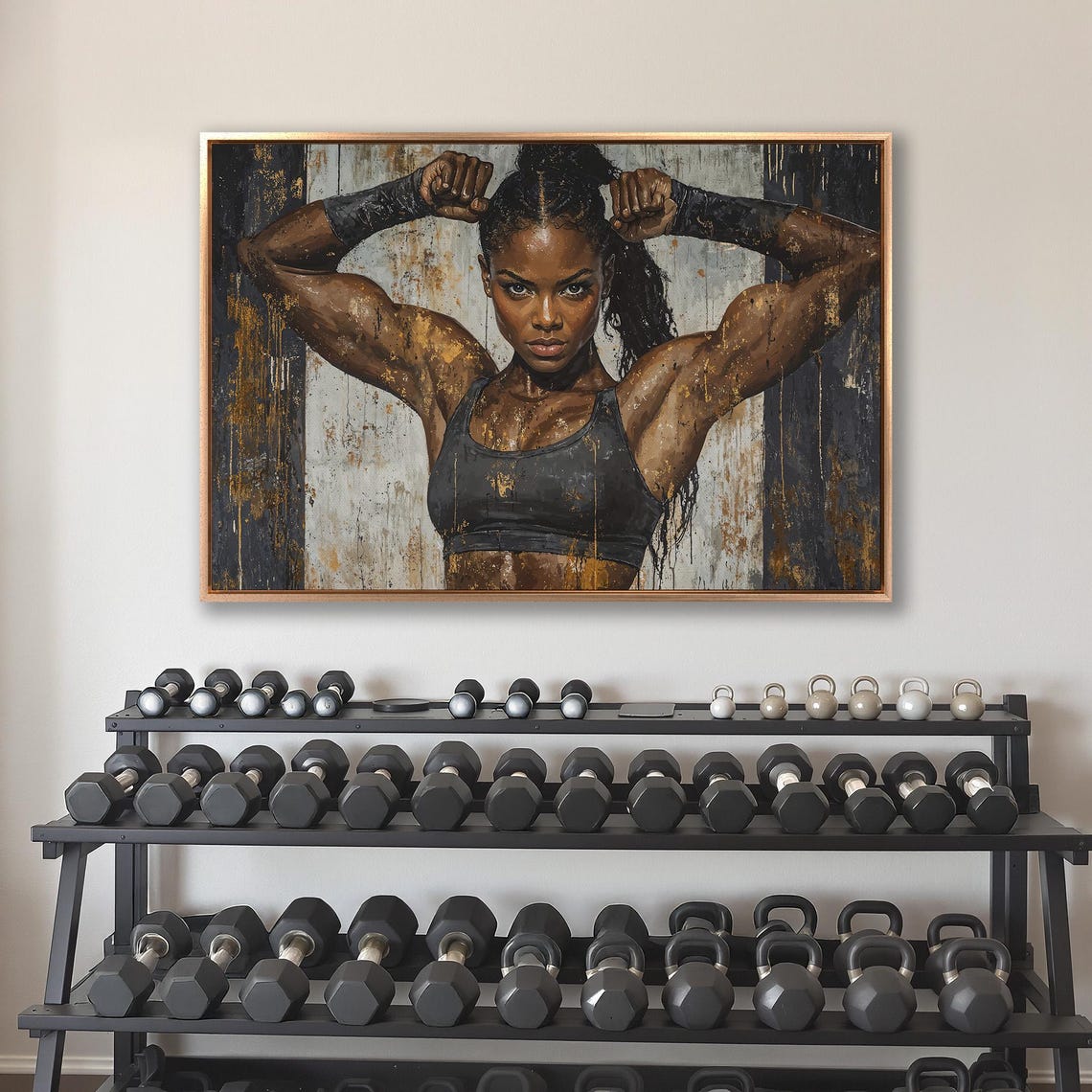 Female Athlete Framed Wall Art Strong Woman Painting Print Gym Decor Fitness Motivation Poster Sports Artwork Ready To Hang Gift - Image 4