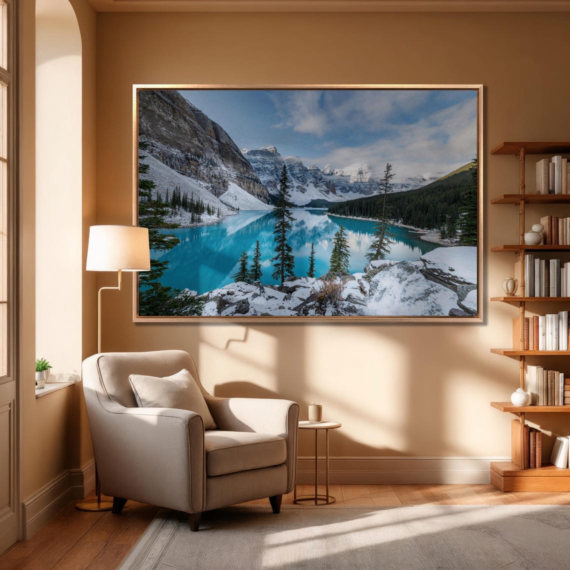 Moraine Lake Winter Turquoise Water Snow Peaks Alberta Poster - Image 3