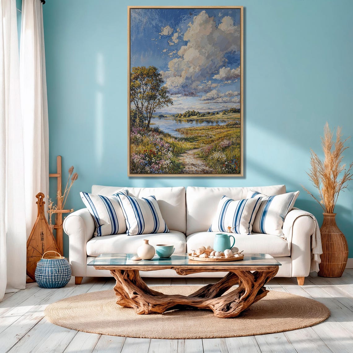 Sunny Countryside Lake With Wildflower Path and Big Sky Poster - Image 4