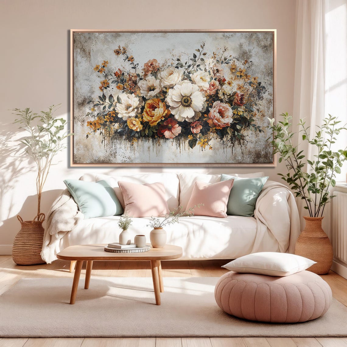 Vintage White And Rose Floral Bouquet Still Life Wall Poster - Image 5